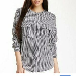 Equipment Lynn black & White geometric print silk button down blouse size S